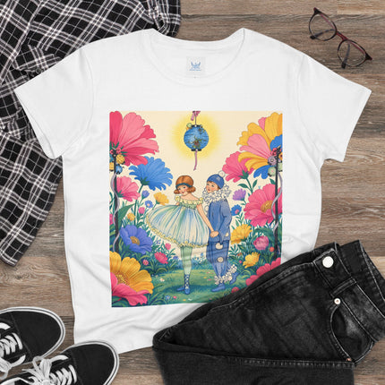 🌸🏮 The Lantern Garden Stroll Cotton Tee – Art Deco Floral Whimsy