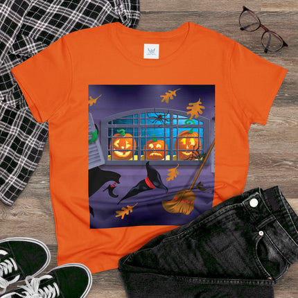 Whimsical Halloween Mischief Women's Midweight Cotton Tee