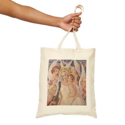Madonna with Child surrounded by musical angels by Gerda Wegener Cotton Canvas Tote Bag