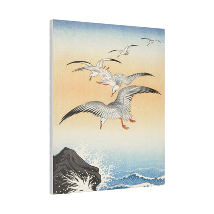 Five Seagulls Above Turbulent Sea by Ohara Koson – Japanese Seascape