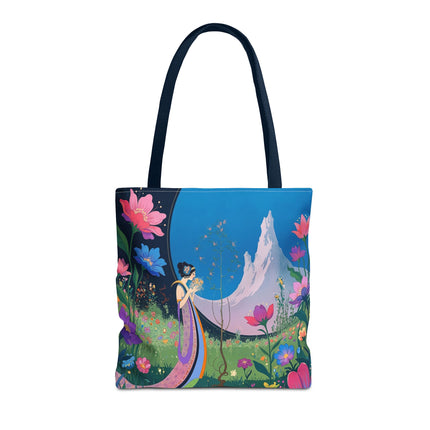 🌸🏔️ The Lady Of The Mountain Garden Tote Bag – Art Deco Floral Fantasy