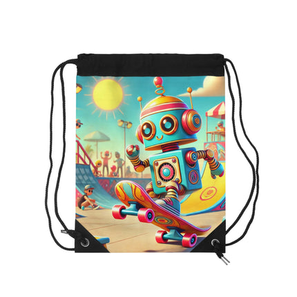The Skate Park Robot Drawstring Bag – Action, Energy & Retro Fun