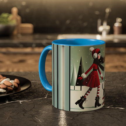 Red Sled & Curious Cats Colorful Mugs (11oz, 15oz)