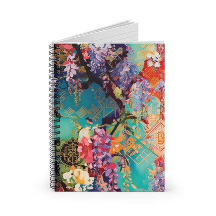 Golden Wisteria Symphony Spiral Notebook - Ruled Line