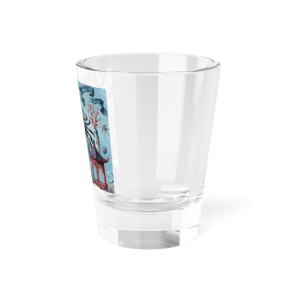 Spotted Crab & Pagoda Shot Glass – Mystical Ocean & Asian Harmony