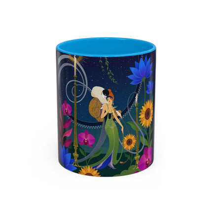 The Lady Of The Starlit Candles Colorful Mugs – Art Deco Theatrical Romance