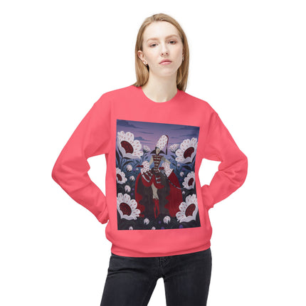 🎭🌹 The Crimson Garden Masquerade Midweight Crewneck Sweatshirt – Art Deco Floral Fantasy