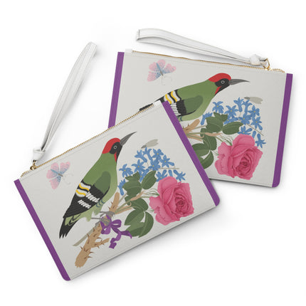 Woodpecker & Rose Clutch Bag – Charming Beauty & Refined Simplicity