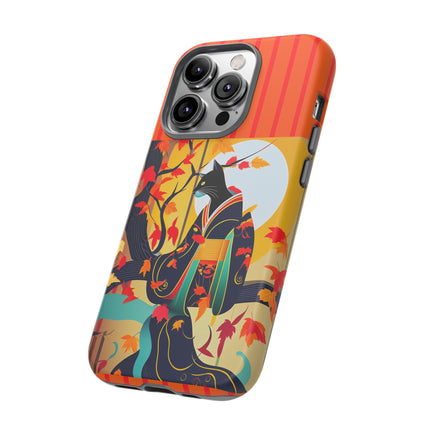 Black Cat in Kimono Phone Cases