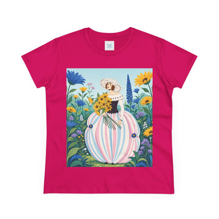 🌻🎀 The Sunflower Garden Bouquet Cotton Tee – Art Deco Floral Elegance