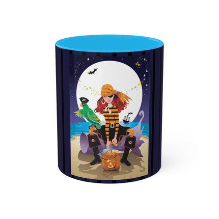 Moonlit Pirate Halloween Colorful Mugs, 11oz