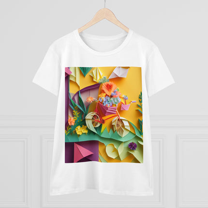 Origami Bicycle Women's Midweight Cotton Tee