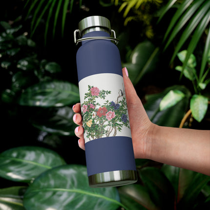 Peonies and Birds by Okamoto Shuki Copper Vacuum Insulated Bottle, 22oz