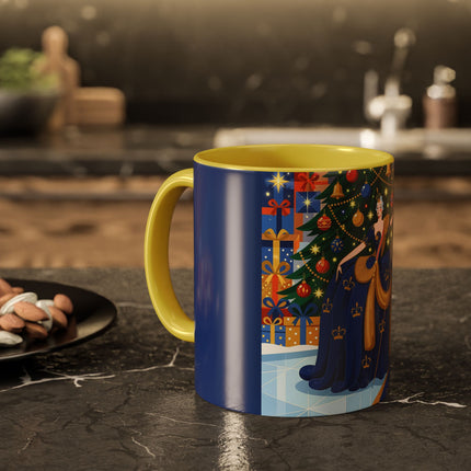 👑🎄 The Christmas Queen Of Golden Bells Colorful Mug – Art Deco Holiday Elegance
