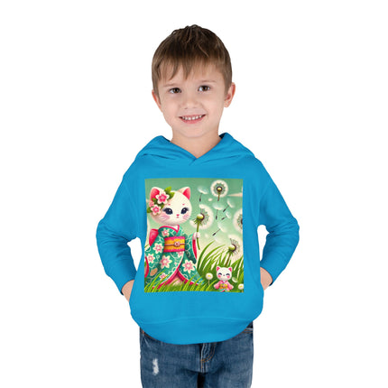 Geisha Kitten and the Dandelion Wish Toddler Pullover Fleece Hoodie
