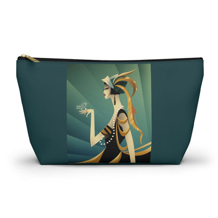 Art Deco Flapper with Bird Cosmetic Bag – Elegant Glamour & Timeless Style