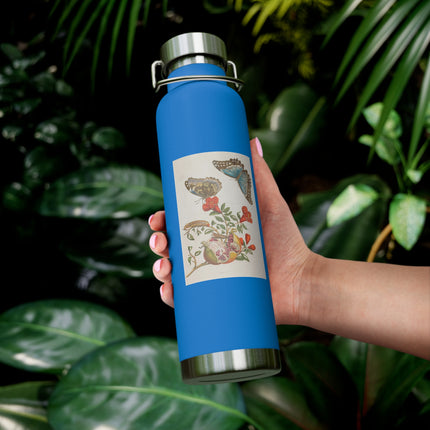 Blue Butterflies and Pomegranate by Maria Sibylla Merian Copper Vacuum Insulated Bottle, 22oz
