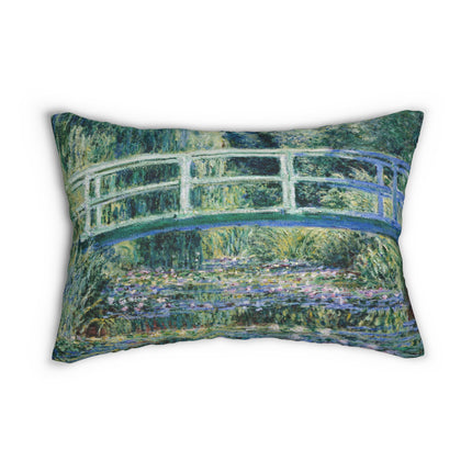 Water Lilies and Japanese Bridge by Claude Monet Spun Polyester Lumbar Pillow