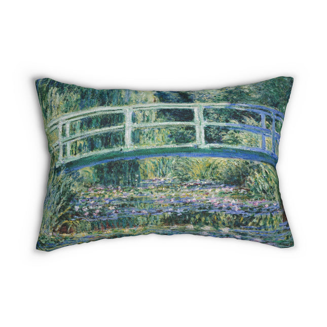 Water Lilies and Japanese Bridge by Claude Monet Spun Polyester Lumbar Pillow