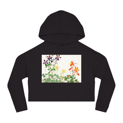 Aquilegia Flowers by Tanigami Kônan Women’s Cropped Hooded Sweatshirt