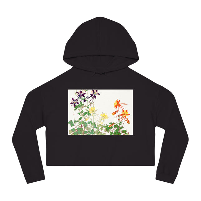 Aquilegia Flowers by Tanigami Kônan Women’s Cropped Hooded Sweatshirt
