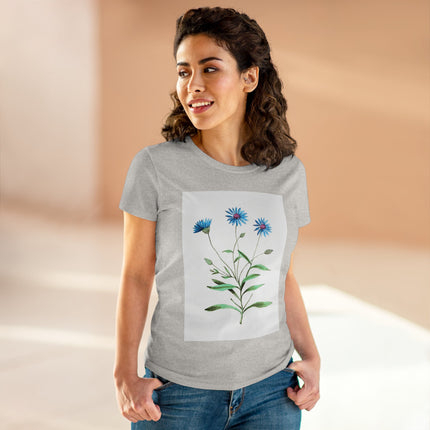 Blue Strawflower by Anselmus Boëtius de Boodt Women's Midweight Cotton Tee