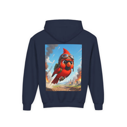 Cardinal Dive Bomber Youth Hooded Sweatshirt – Bold Flight & Fearless Adventure