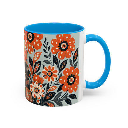 🧳🌼 The Grand Floral Voyage Colorful Mug – Art Deco Travel Elegance