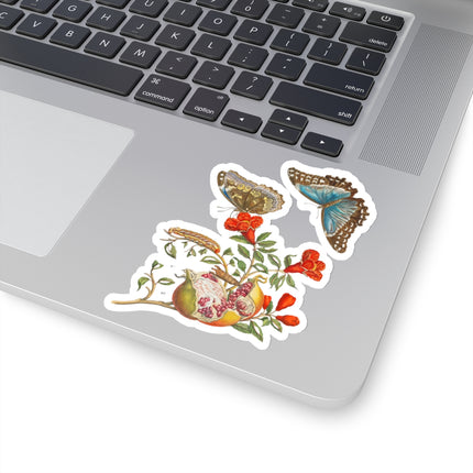 Blue Butterflies and Pomegranate by Maria Sibylla Merian Kiss-Cut Stickers (4 Sizes)