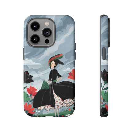 🌧️🌺 The Stormy Flower Walk Phone Case – Art Deco Floral Fashion