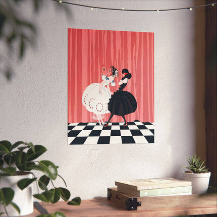 🎭🖤 The Ladies Of The Midnight Masquerade Matte Vertical Poster – Art Deco Fashion Illustration