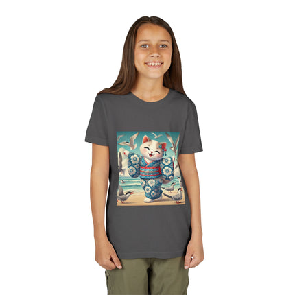 Geisha Kitten by the Seaside Youth Short Sleeve Tee