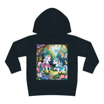 Baby Unicorns and Fluttering Butterflies Toddler Pullover Fleece Hoodie