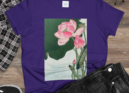 Blooming Lotus Flowers by Ohara Koson Women's Midweight Cotton Tee