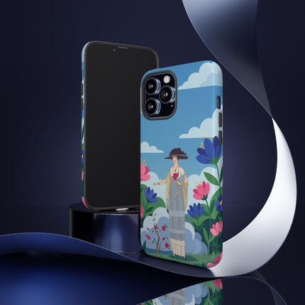 🌸🎩 The Lady Of The Grand Flower Garden Phone Case – Art Deco Fashion Illustration