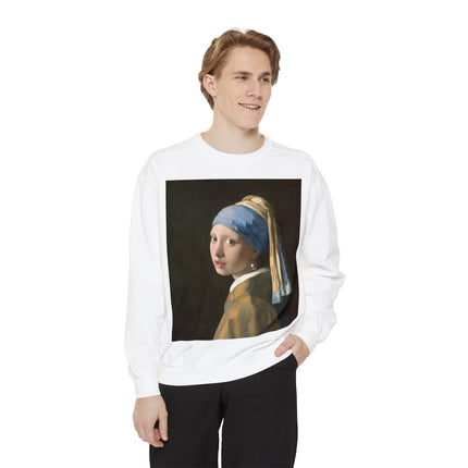 Girl with a Pearl Earring by Johannes Vermeer Unisex Garment-Dyed Sweatshirt