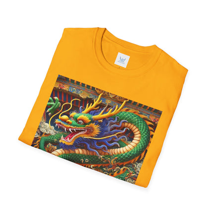 Tibetan Dragon Over Kabuki Duel Softstyle T-Shirt
