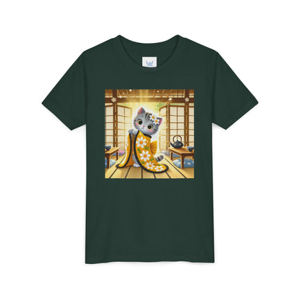 Playful Kitten in the Tea Room Youth Short Sleeve Tee