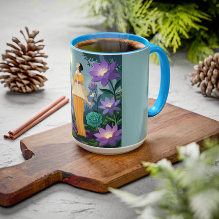 The Lady Of The Moonlit Garden Colorful Mugs – Art Deco Botanical Serenity