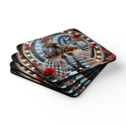 Halloween Witch Through the Mirror Corkwood Coaster Set