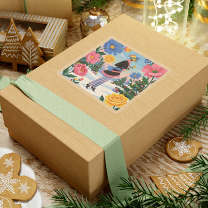 🌹🎄 The Golden Rose Of Winter Kiss-Cut Sticker – Art Deco Holiday Fantasy