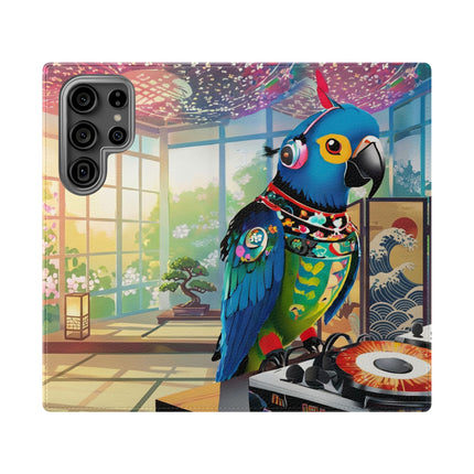 🎧🦜 Parrot DJ Flip Case – Neon Beats & Cyber Groove