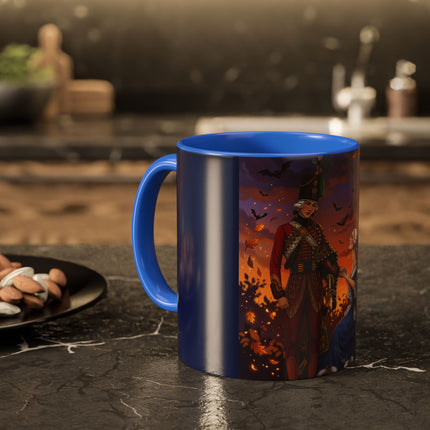 🎃💙 The Pumpkin Lantern Courtship Colorful Mug – Romantic Halloween Elegance