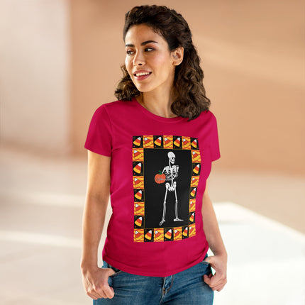 Candy Corn Skeleton Women's Midweight Cotton Tee