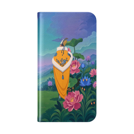 🌸🏔️ The Lady Of The Lotus Valley Flip Case – Art Deco Botanical Reverie