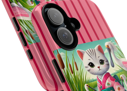 Geisha Kitten Strolls Among the Spoonbills Phone Cases