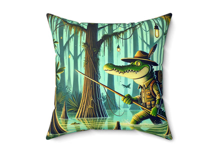 Swamp Stalker Spun Polyester Square Pillow
