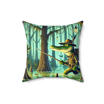 Swamp Stalker Spun Polyester Square Pillow
