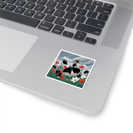 🌧️🌺 The Stormy Flower Walk Kiss-Cut Stickers – Art Deco Floral Fashion