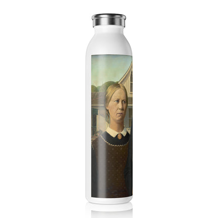 American Gothic by Grant Wood Slim Water Bottle